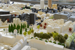 Modell Models of the buildings of Dortmund’s city centre.